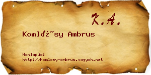 Komlósy Ambrus névjegykártya